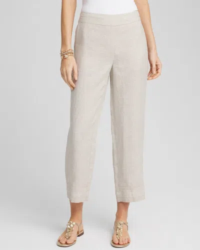 Chico's Linen Pull On Waist Cropped Pants In Tan Size 20/22 |  In Oatmeal