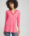 CHICO'S LINEN REEF EMBELLISHED TUNIC TOP IN WATERMELON PUNCH SIZE 20/22 | CHICO'S