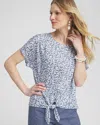 CHICO'S LINEN REEF TIE FRONT TEE IN SOFT SLATE SIZE 20/22 | CHICO'S