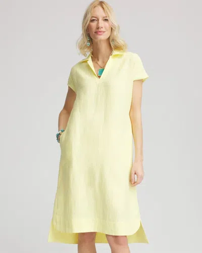 Chico's Linen Short-sleeve Dress In Yellow