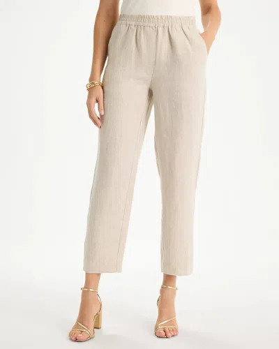 Chico's Linen Straight Tapered Ankle Pants In Neutral In Brown