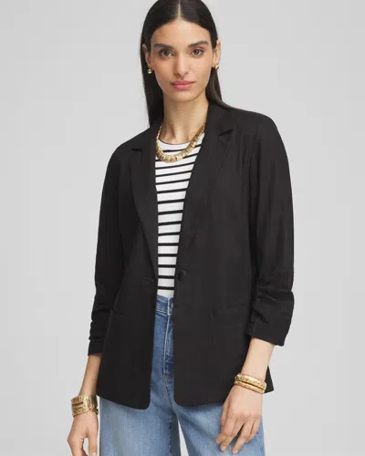 Chico's Linen Stretch Blazer In Black