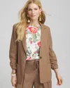 Chico's Linen Stretch Blazer In Teakwood Size Xxl |  In Teakwood