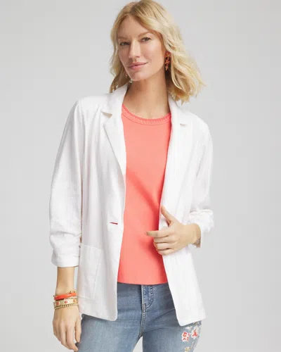 Chico's Linen Stretch Blazer In White Size Xxl |  In Alabaster