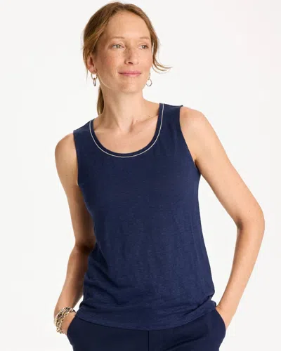Chico's Linen Tank In Blue In Multi