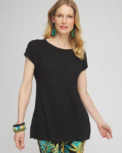 Chico's Linen Tunic Top In Black Size 4/6 |