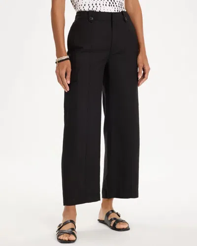 Chico's Linen-blend Utility Wide Crop Pants In Black