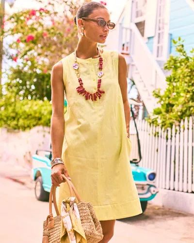 Chico's Linen-cotton Henley Dress In Sage Lime