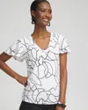 CHICO'S LINES FLUTTER SLEEVE TEE IN WHITE SIZE 12/14 | CHICO'S