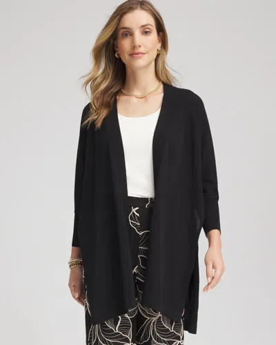 Chico's Long & Tie-front Cardigan Sweater In Black