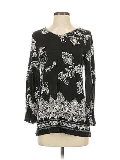Pre-owned Chico's Long Sleeve Blouse In Black