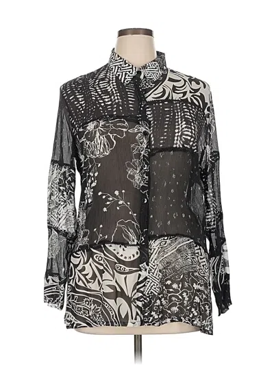 Pre-owned Chico's Long Sleeve Blouse In Black