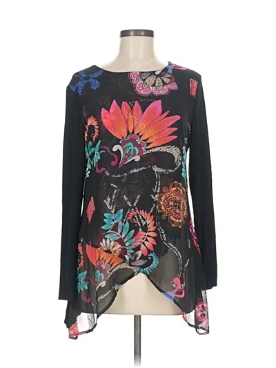 Pre-owned Chico's Long Sleeve Blouse In Black