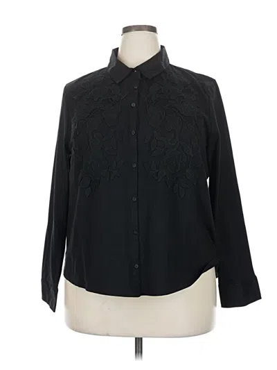 Pre-owned Chico's Long Sleeve Blouse In Black
