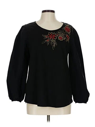 Pre-owned Chico's Long Sleeve Blouse In Black