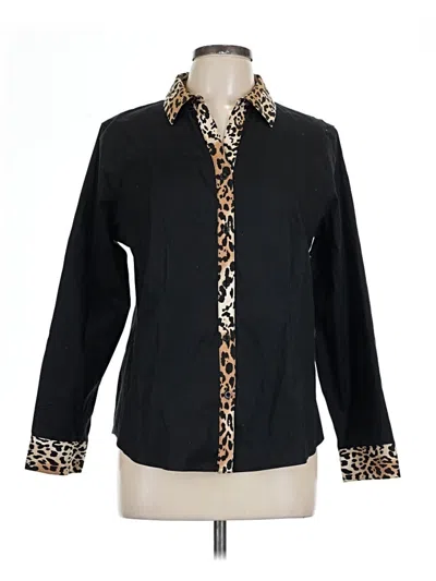 Pre-owned Chico's Long Sleeve Blouse In Black