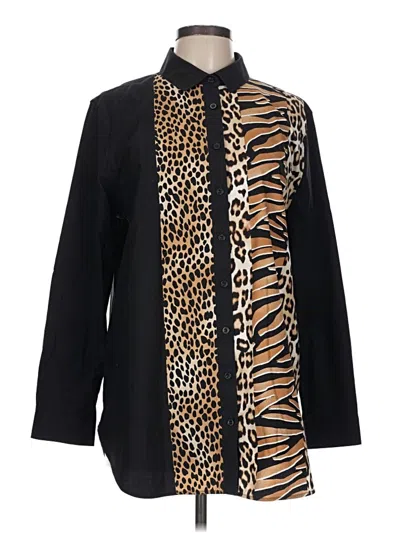 Pre-owned Chico's Long Sleeve Blouse In Black