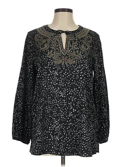 Pre-owned Chico's Long Sleeve Blouse In Black