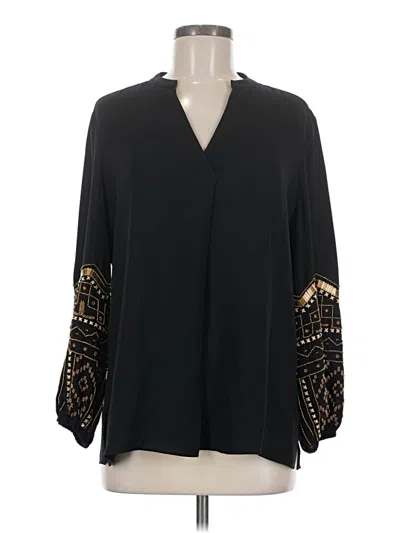 Pre-owned Chico's Long Sleeve Blouse In Black