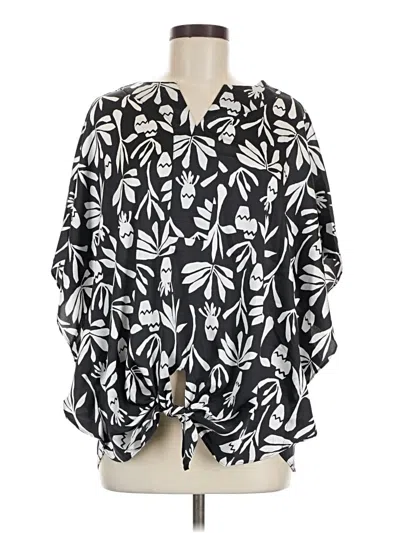 Pre-owned Chico's Long Sleeve Blouse In Black