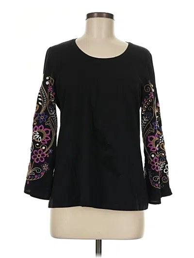 Pre-owned Chico's Long Sleeve Blouse In Black