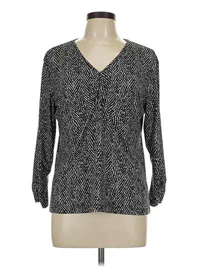 Pre-owned Chico's Long Sleeve Blouse In Black