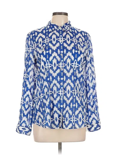 Pre-owned Chico's Long Sleeve Blouse In Blue