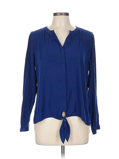 Pre-owned Chico's Long Sleeve Blouse In Blue
