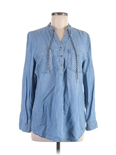 Pre-owned Chico's Long Sleeve Blouse In Blue