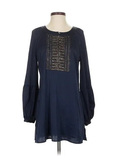 Pre-owned Chico's Long Sleeve Blouse In Blue
