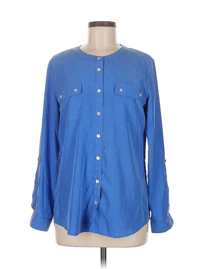 Pre-owned Chico's Long Sleeve Blouse In Blue