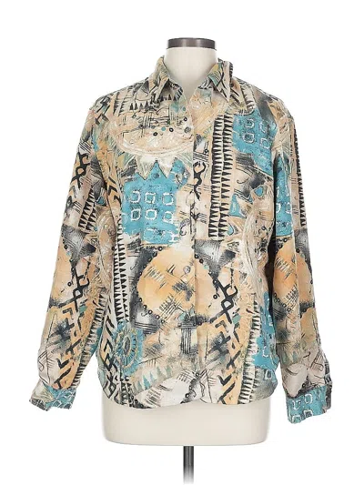 Pre-owned Chico's Long Sleeve Blouse In Blue