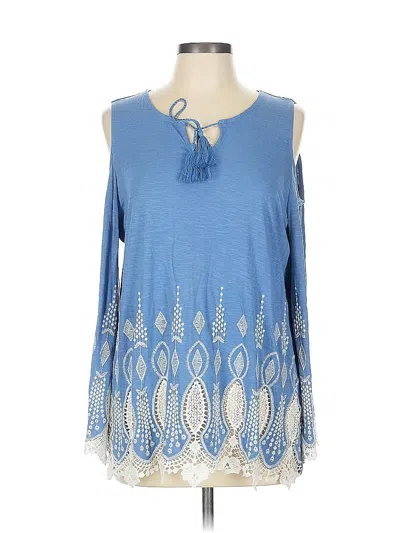 Pre-owned Chico's Long Sleeve Blouse In Blue