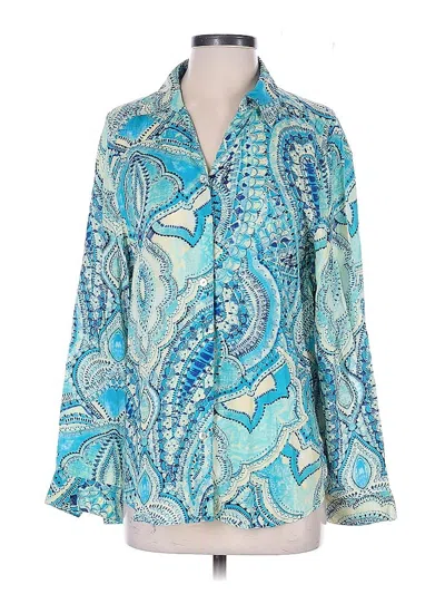 Pre-owned Chico's Long Sleeve Blouse In Blue