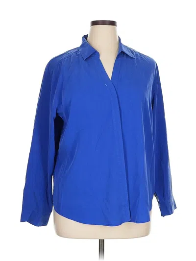 Pre-owned Chico's Long Sleeve Blouse In Blue