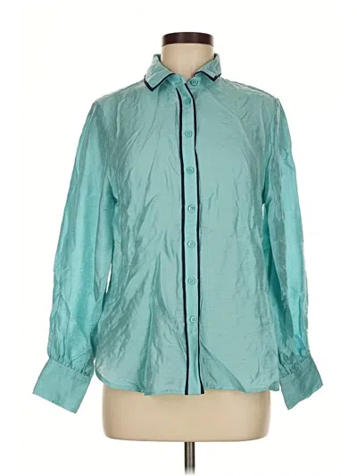 Pre-owned Chico's Long Sleeve Blouse In Blue