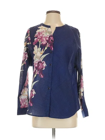 Pre-owned Chico's Long Sleeve Blouse In Blue