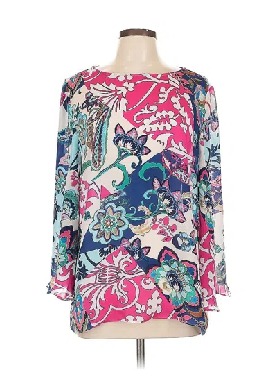 Pre-owned Chico's Long Sleeve Blouse In Blue