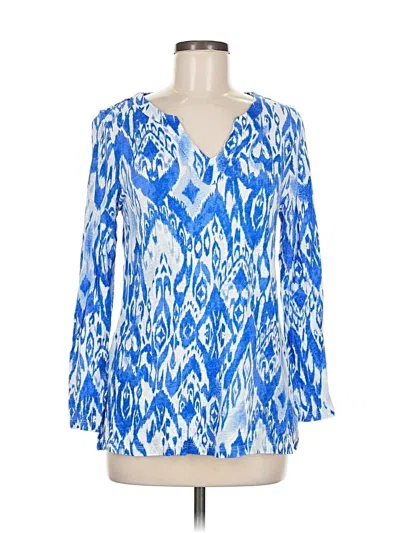 Pre-owned Chico's Long Sleeve Blouse In Blue