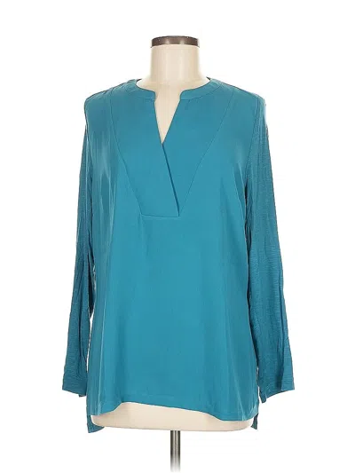 Pre-owned Chico's Long Sleeve Blouse In Blue