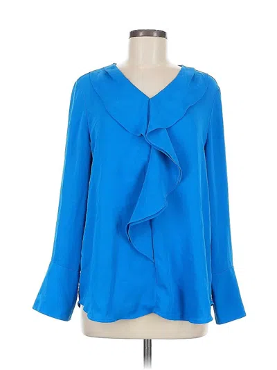 Pre-owned Chico's Long Sleeve Blouse In Blue