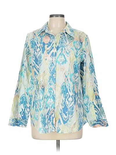 Pre-owned Chico's Long Sleeve Blouse In Blue