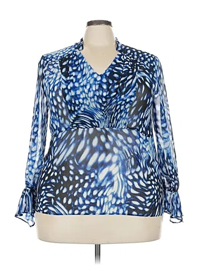 Pre-owned Chico's Long Sleeve Blouse In Blue