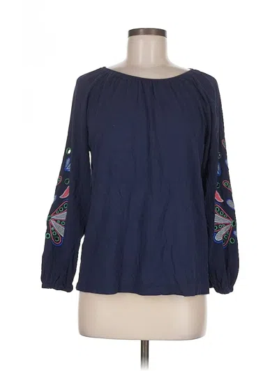 Pre-owned Chico's Long Sleeve Blouse In Blue