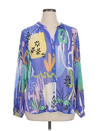 Pre-owned Chico's Long Sleeve Blouse In Blue