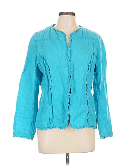 Pre-owned Chico's Long Sleeve Blouse In Blue