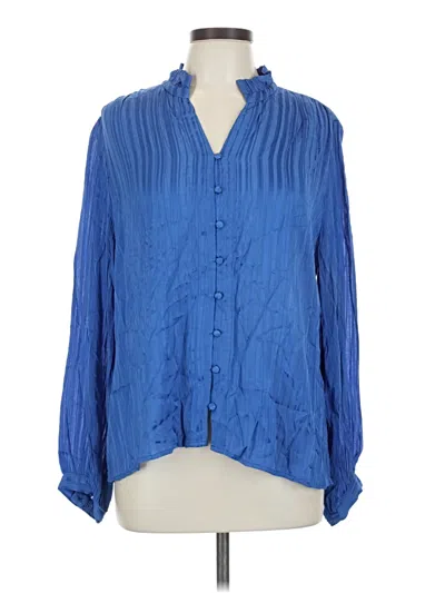 Pre-owned Chico's Long Sleeve Blouse In Blue