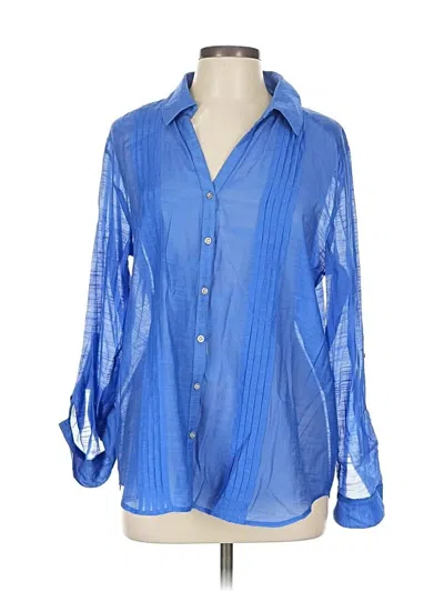Pre-owned Chico's Long Sleeve Blouse In Blue