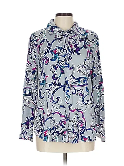 Pre-owned Chico's Long Sleeve Blouse In Blue