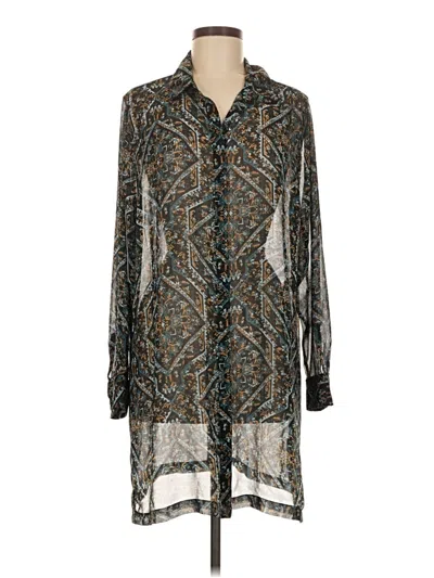 Pre-owned Chico's Long Sleeve Blouse In Blue